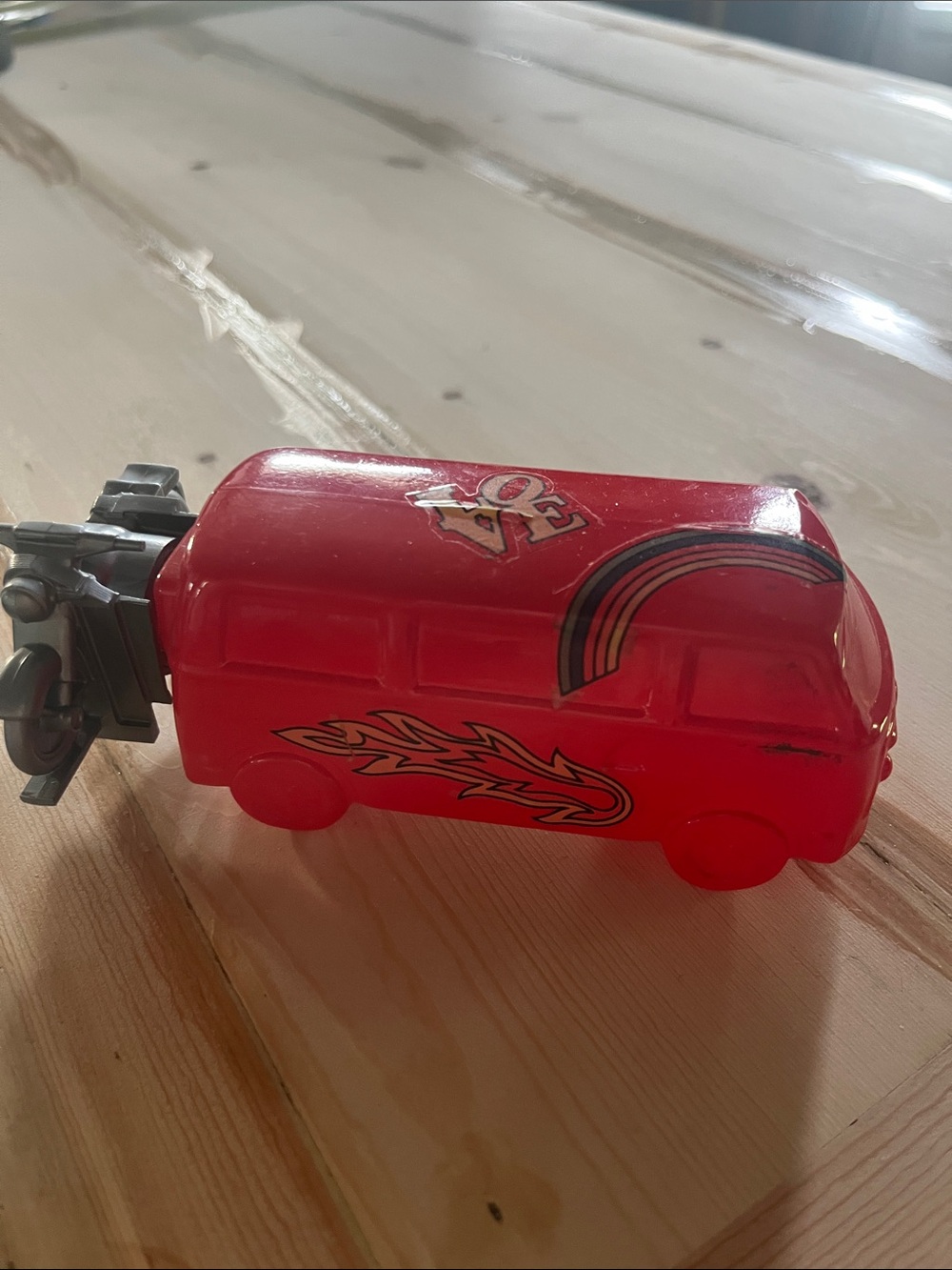 Avon 70’s Volkswagen Red Van with Flame and Rainbow Decals/Motorcycle